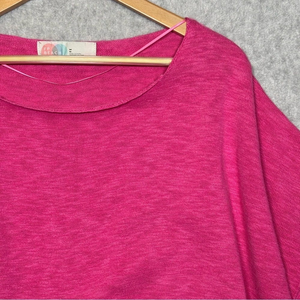 Free People FP Beach Oversized Coverup Tunic Top-Pink Fuchsia-Women Size Medium